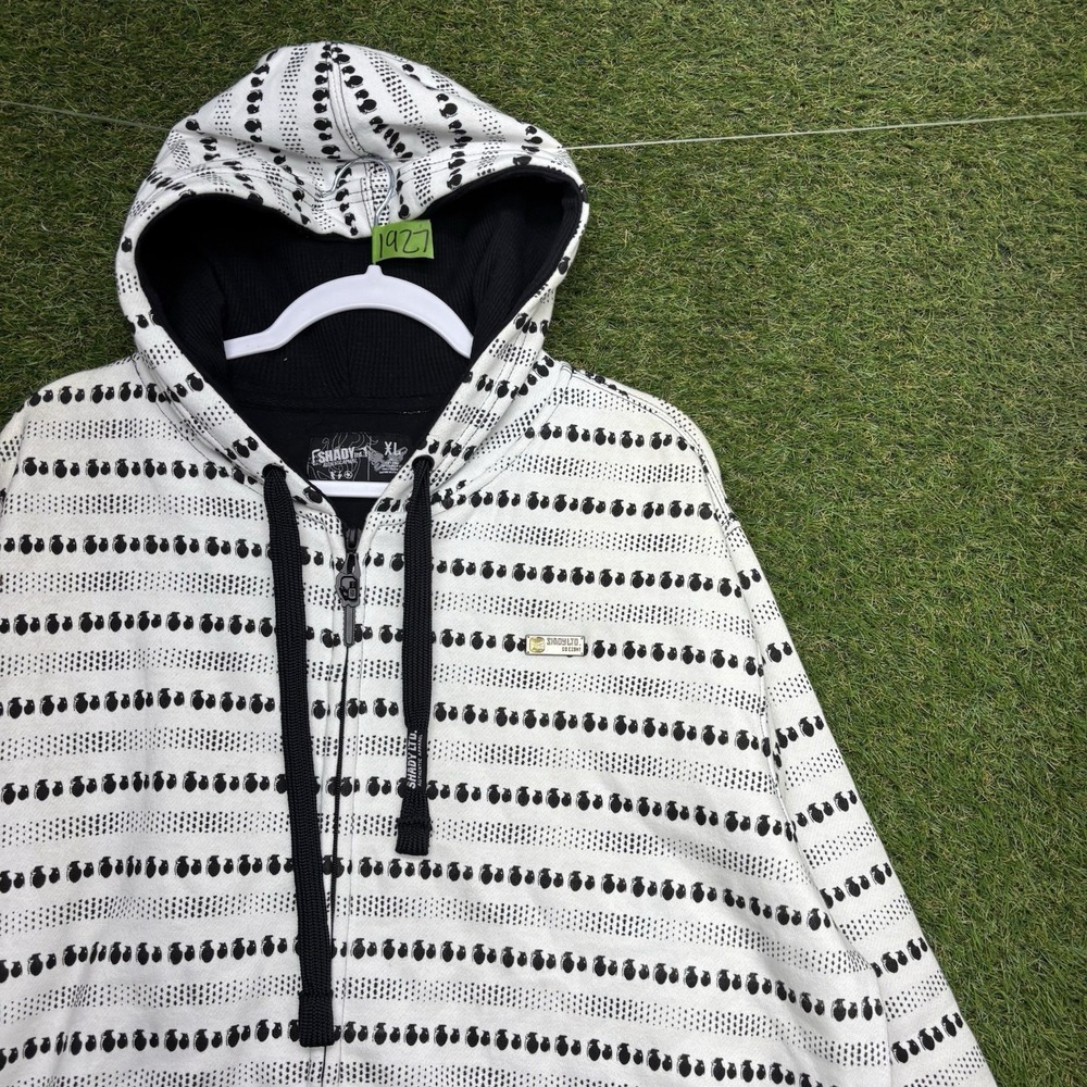 Vintage Y2K Shady Ltd Hoodie Mens XL Eminem Grenade White Full Zip Up AOP New